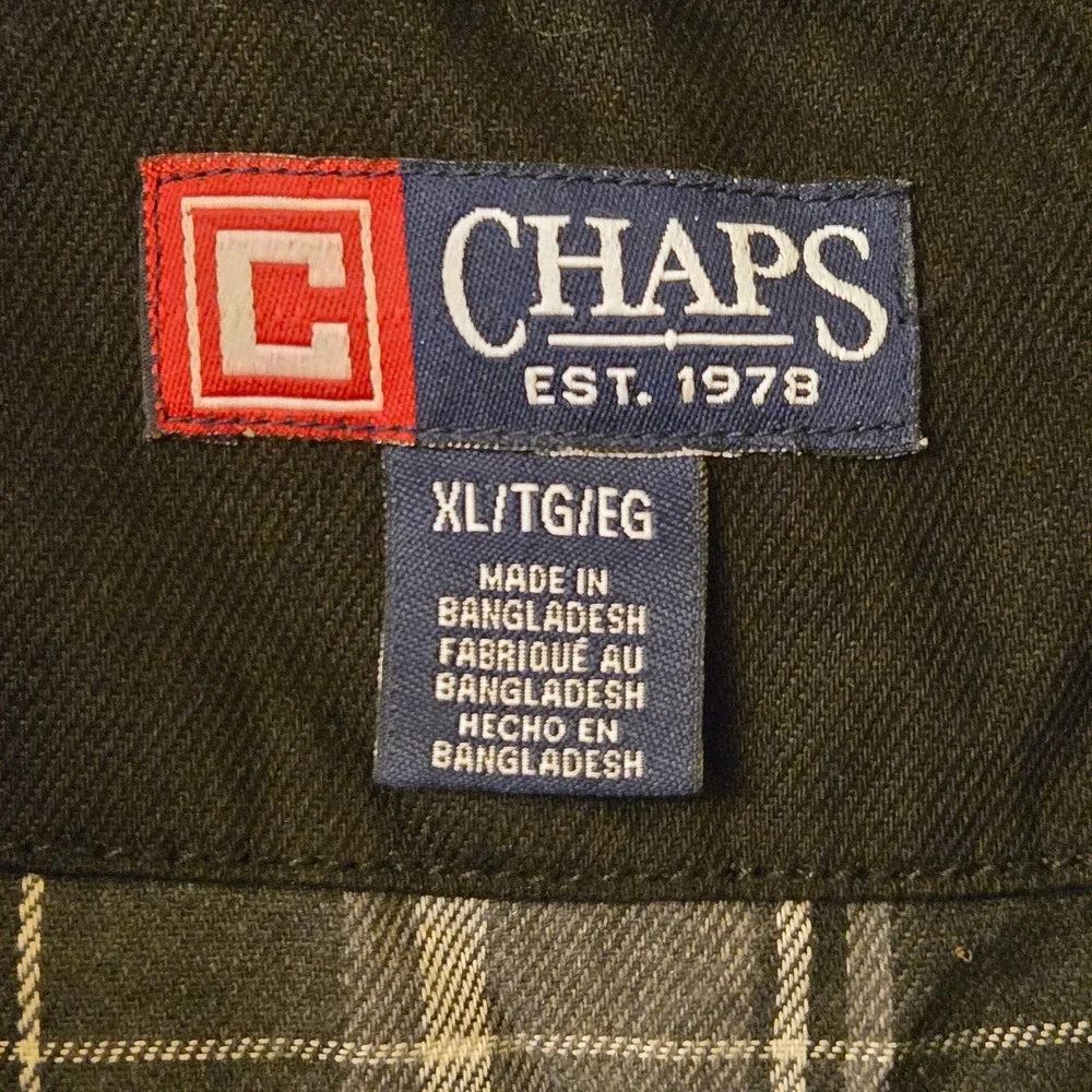 Chaps Mens XL Black Seacoast Wash Plaid Lined Corduroy Collar Shirt Jacket NWT